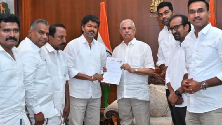 Can Thalapathy Vijay Prove His Majority? TVK Chief Meets Governor Rajendra Arlekar to Stake Claim as Congress Sets Terms for Support